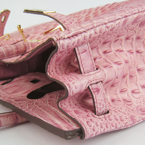 Replica Hermes Birkin 30CM Crocodile Head Veins Bag Pink 6088 On Sale